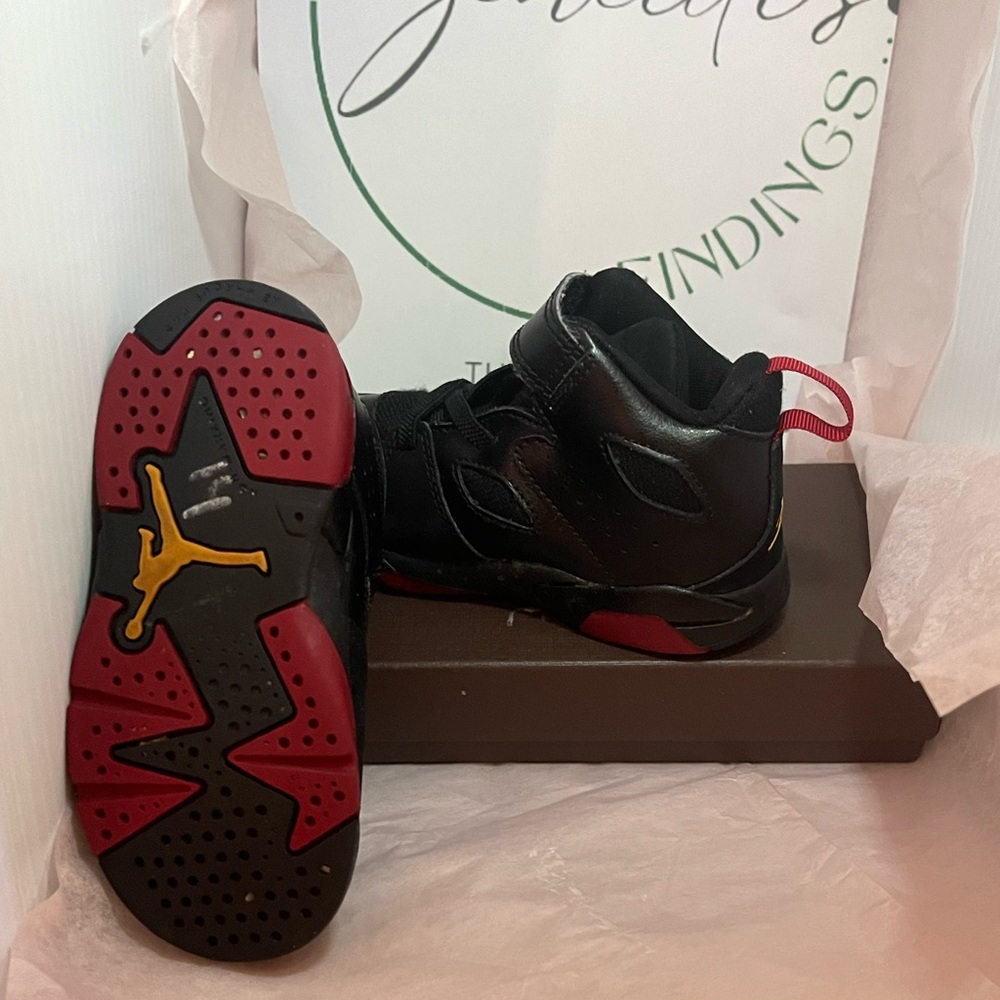 No BOX used Nike Air Jordan Boys Toddler Size 7c Black Red  Gold